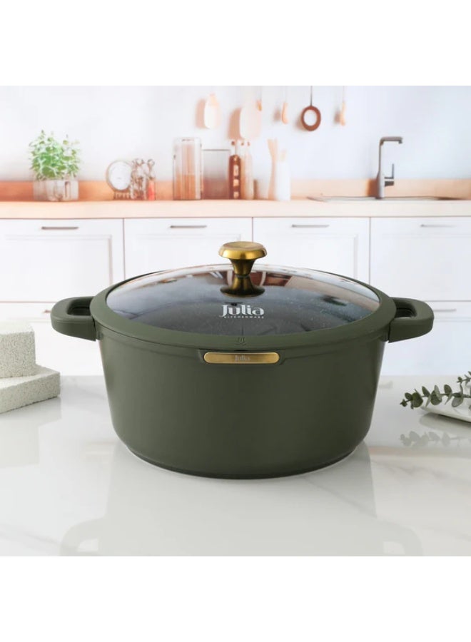 Julia Elite Top Casserole 32cm with Lid - Olive Green Non-Stick - Induction Ready - Image 4